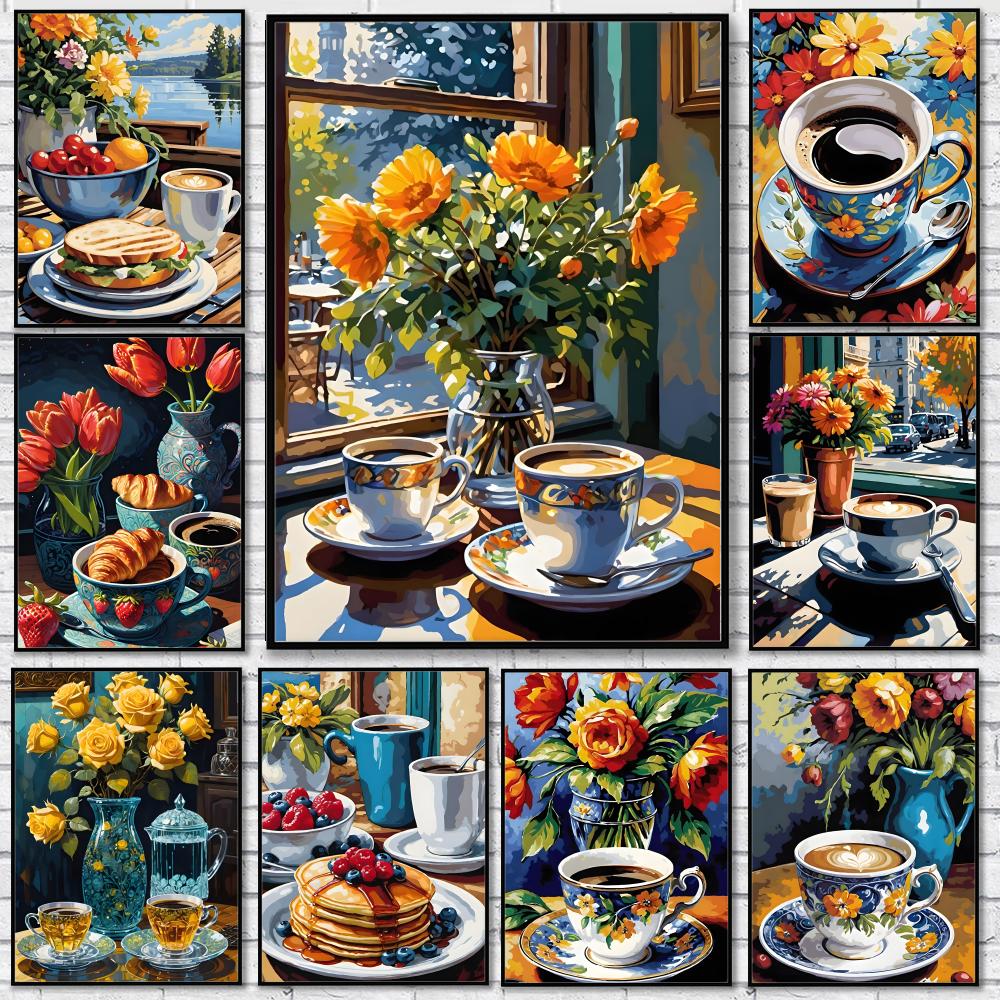 Wallpaper Coffee And Tea - 애프터눈 티 커피 컵 포스터 스티커