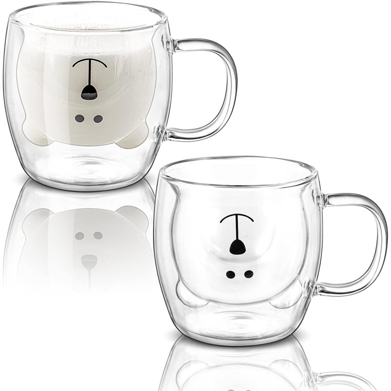 Double Wall Mug - A76I-귀여운 곰돌이 디자인 2팩 이중벽 보온