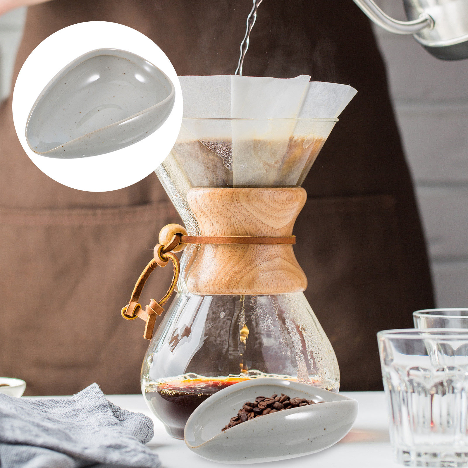 Coffee Tea Bean - 세라믹 커피 원두 트레이 계량컵 원두,