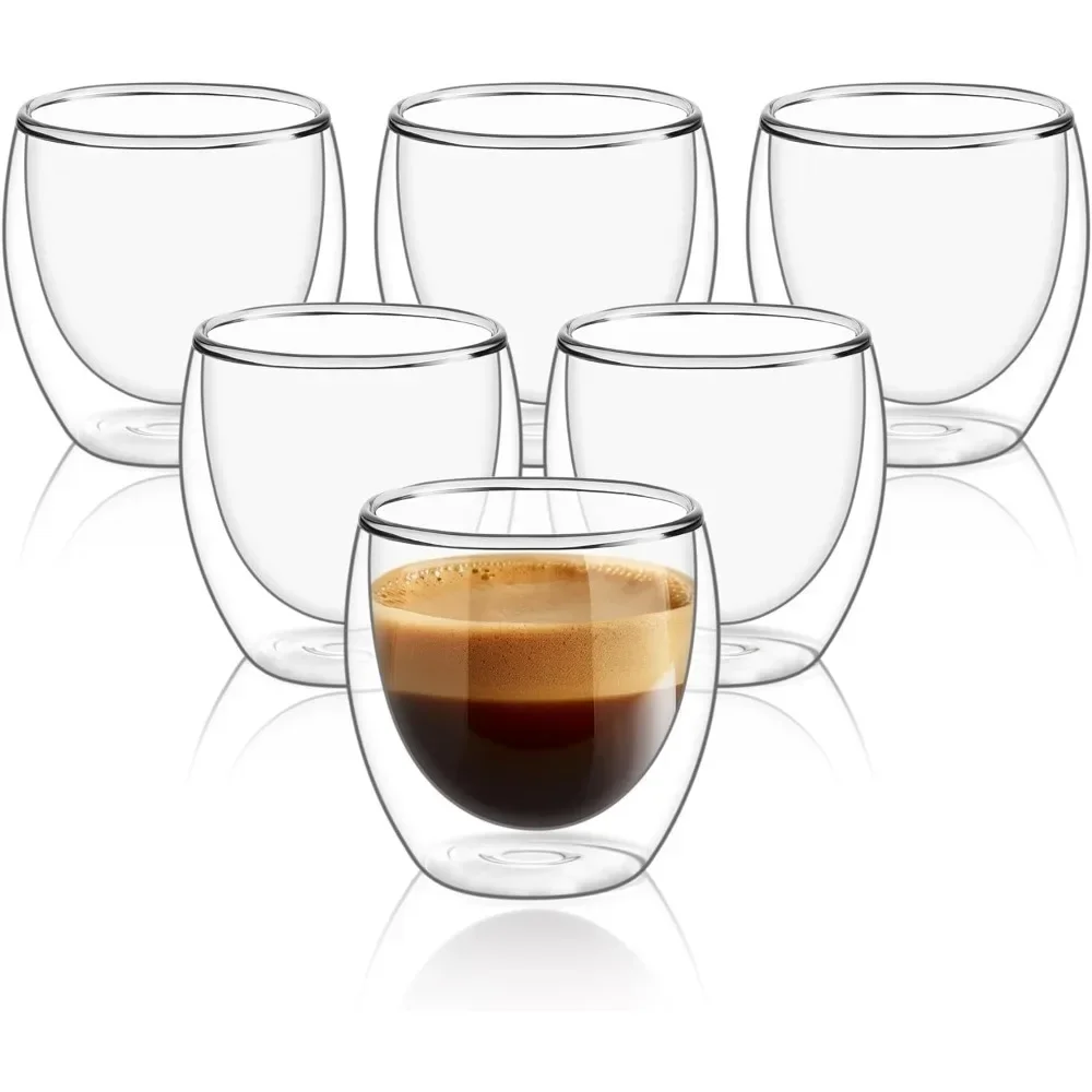 6 개 명확한 이중 벽 유리 커피 머그잔 80ml/25 - Double Wall Mug 리뷰 및 가격