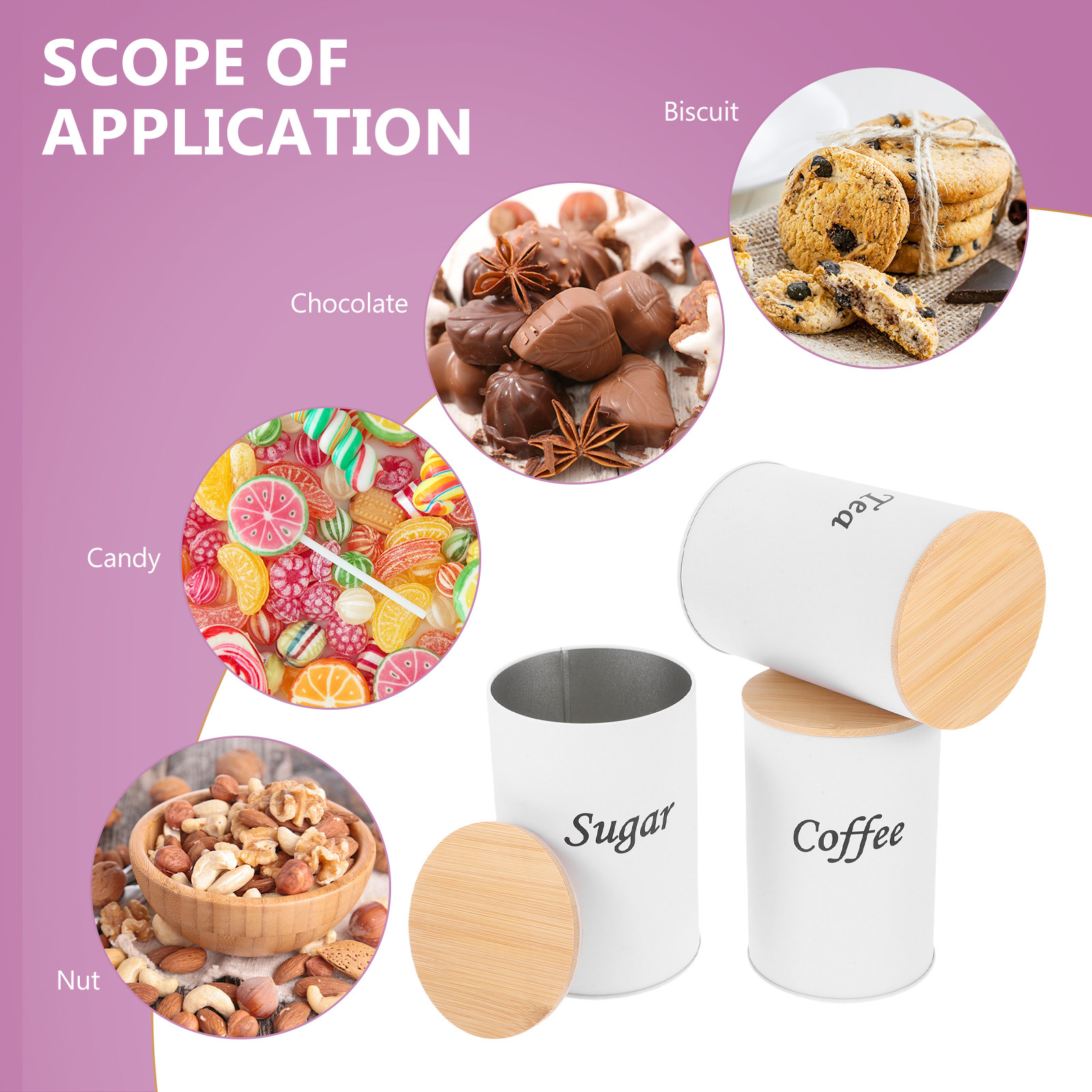 3개 세트 밀폐형 원형 용기 아연 도금 철제 몸체 대나 - Coffee Tea Bean 리뷰 및 가격