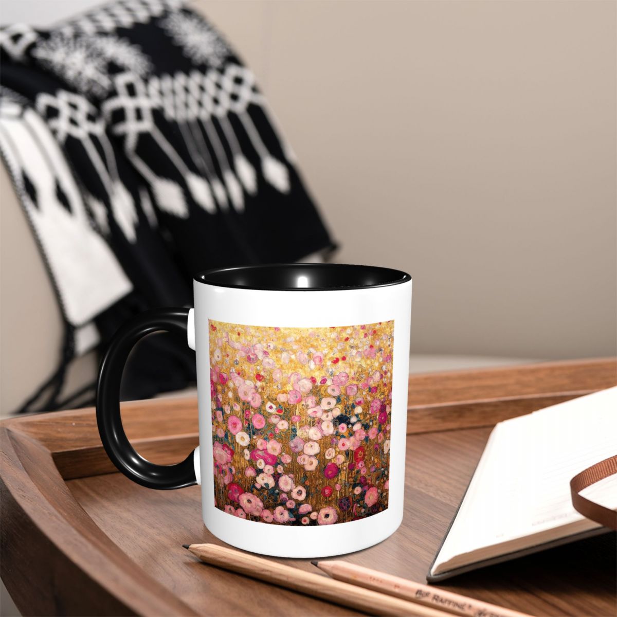 구스타프 클림트 핑크 플라워 가든 머그 재미있는 세라믹 - Coffee Tea For Garden 리뷰 및 가격