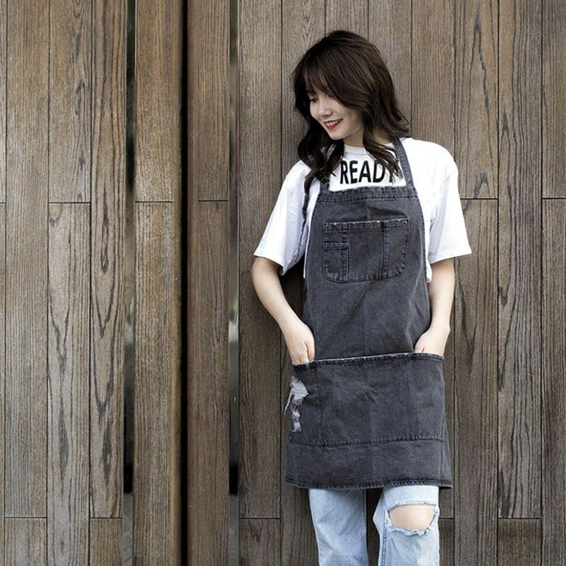 일본 워시 코튼 데님 앞치마, 확대 커피 숍 밀크 티  - Coffee Tea For Garden 리뷰 및 가격