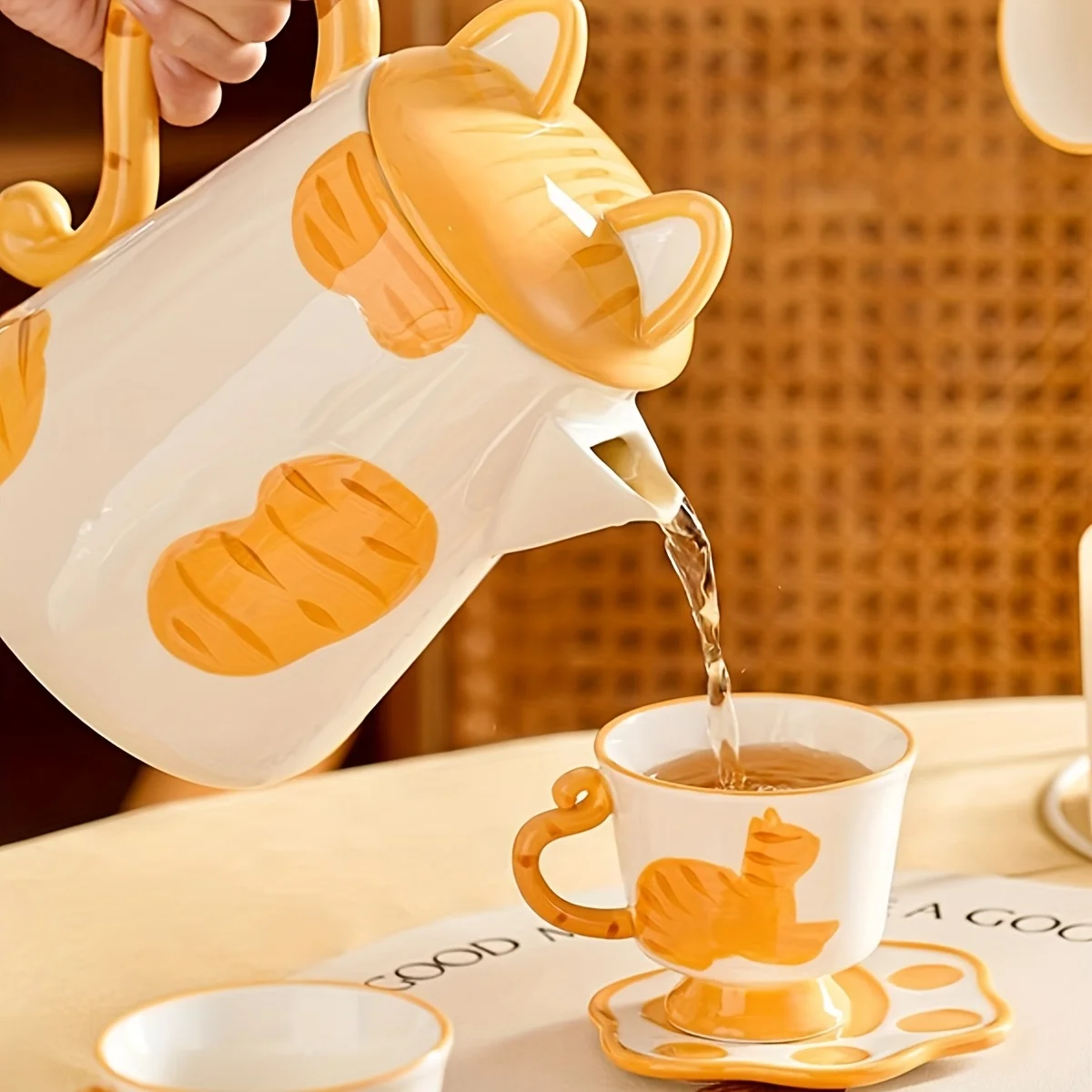 세라믹 크리에이티브 고양이 차 세트 귀여운 홈 테이블웨 - Coffee Tea Room 리뷰 및 가격