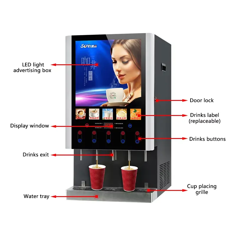 50SCW-12L 아이스 커피 자판기 상업용 인스턴트  - Coffee Tea Vending Machine For Office 리뷰 및 가격